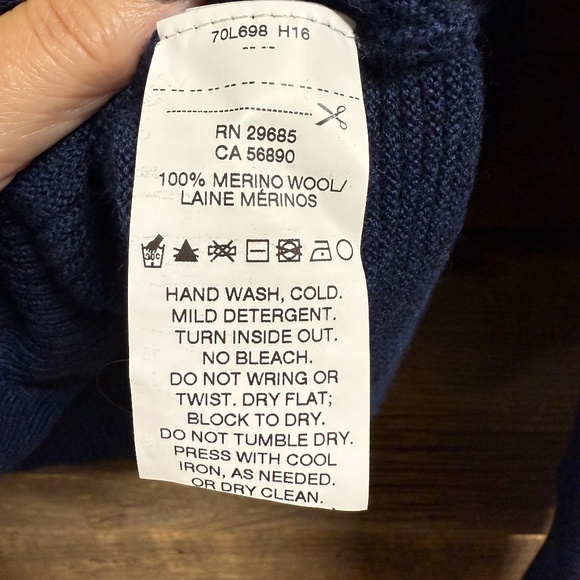 Pendleton Cowl Neck sweater, dark teal, waffle knit, 100% wool, Large - Picture 2 of 4